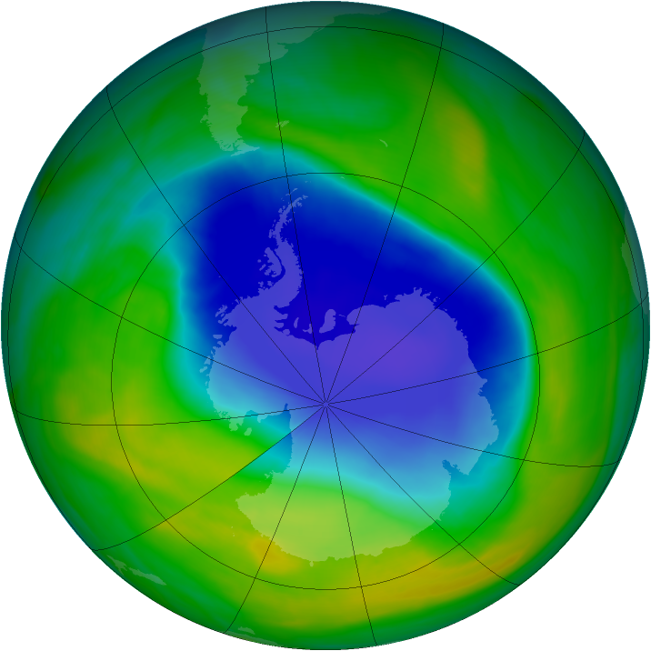Antarctic ozone map for 22 November 2007